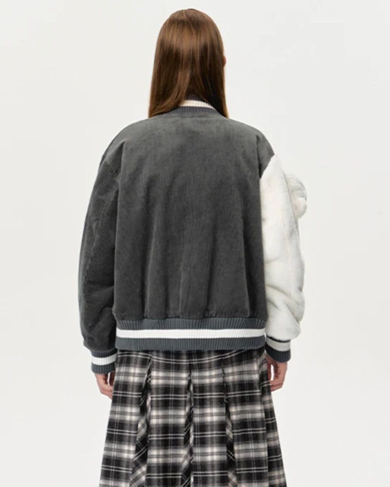 Alternative view of 13De Marzo Bear Sleeve Corduroy Baseball Jacket