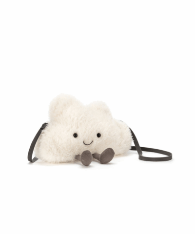 a white fluffy cloud shaped object with a strap
