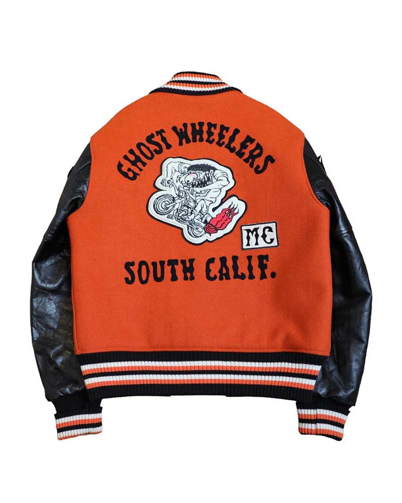 Alternative view of Urban Maverick Men's Logo-Patch Mixed-Media Color Block Leather Graphic Varsity Jackets