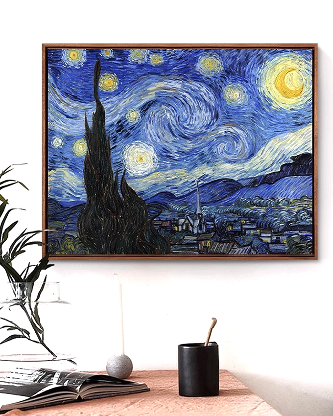 Alternative view of Moo Art Starry Night Van Gogh Oil Painting on Canvas