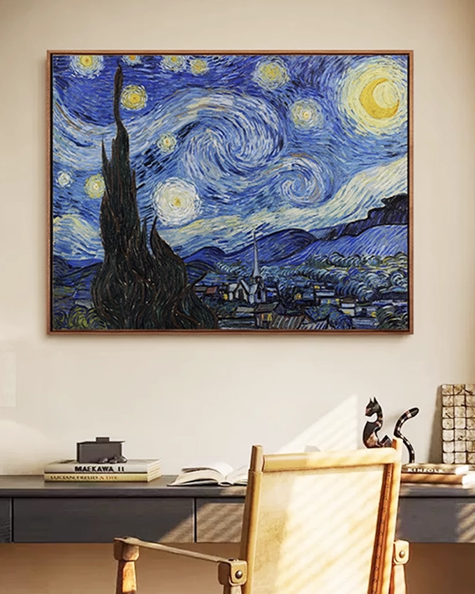 Moo Art Starry Night Van Gogh Oil Painting on Canvas