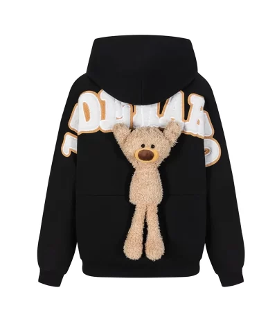 bear big logo patch hoodie in black 13de marzo 999944
