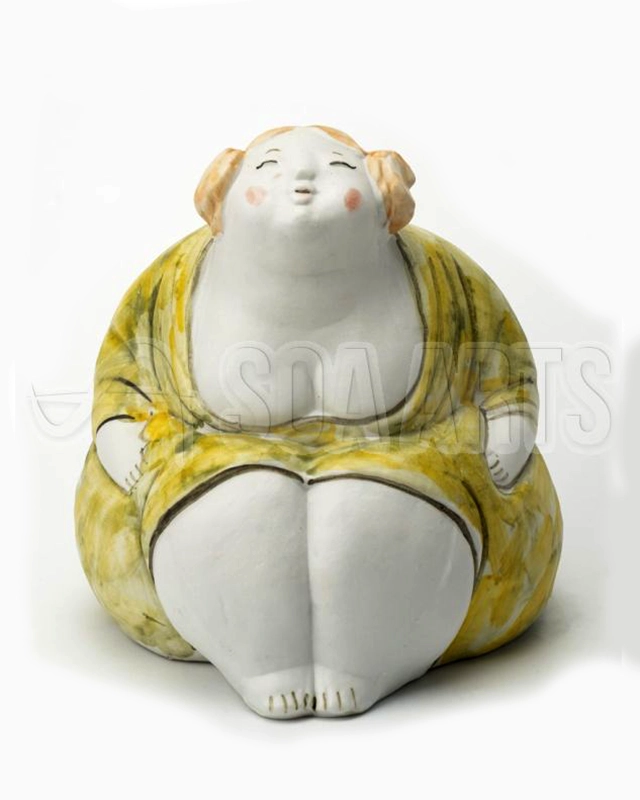 Soa Arts Lovely Girl in Yellow Ceramic Sculpture