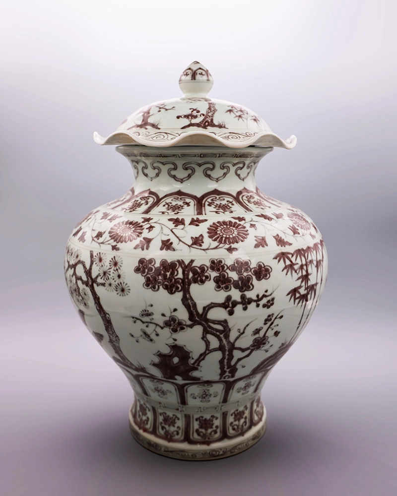 Alternative view of Ming Dynasty Hongwu Blue and White Lotus Pot Jar
