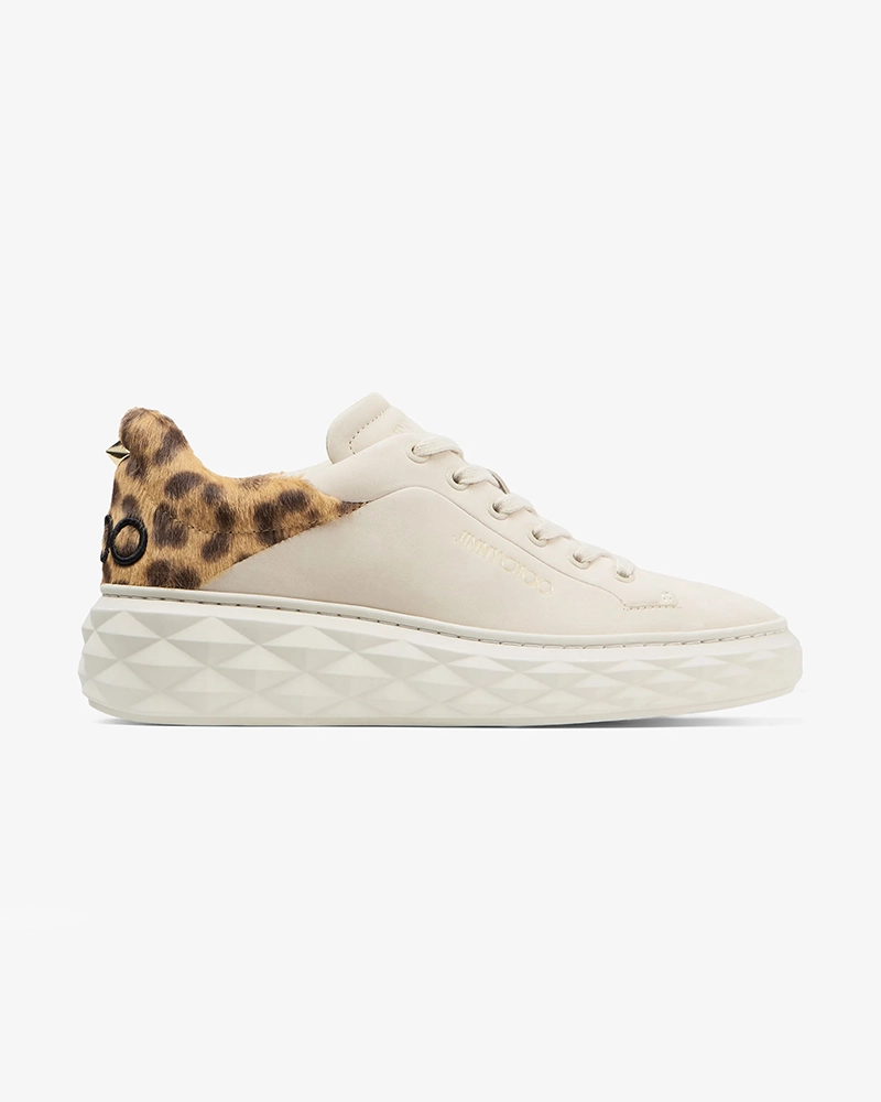 Jimmy Choo Diamond Maxi F II Chalk Leopard Print Leather Trainers