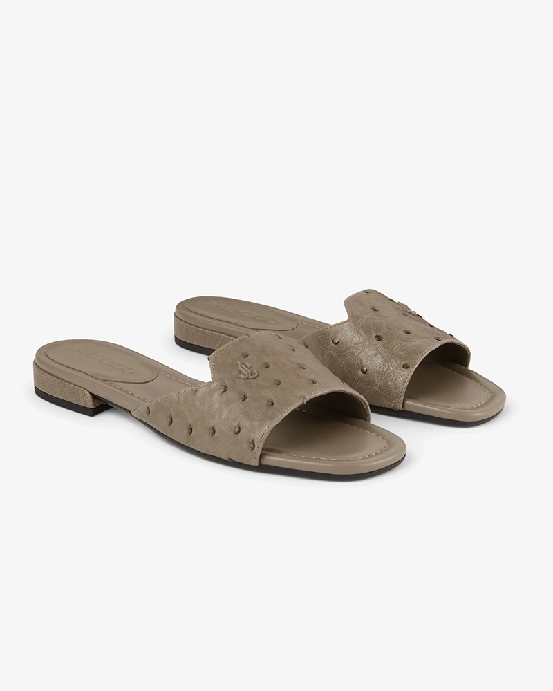 Alternative view of Jimmy Choo Dina Flat Ostrich Leather Flats