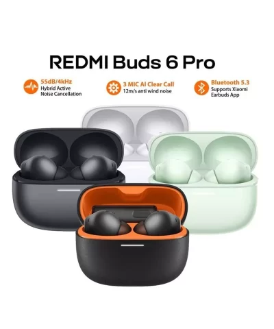 Xiaomi Redmi Buds 6 Pro TWS Earbuds Bluetooth 5.3 Earphone Noise Cancellation