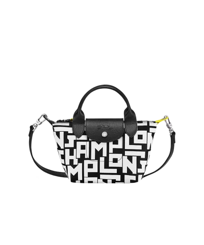 Longchamp Le Pliage LGP XS Top Handle Black white