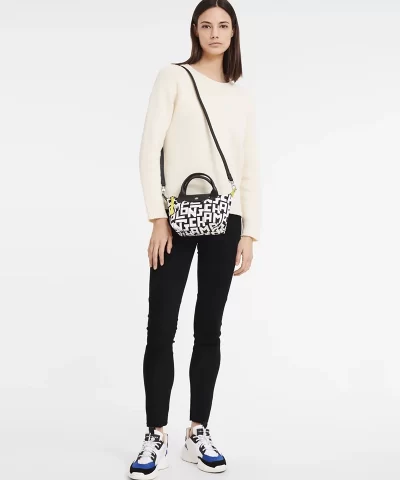 Longchamp Le Pliage LGP XS Top Handle Black white - Image 5
