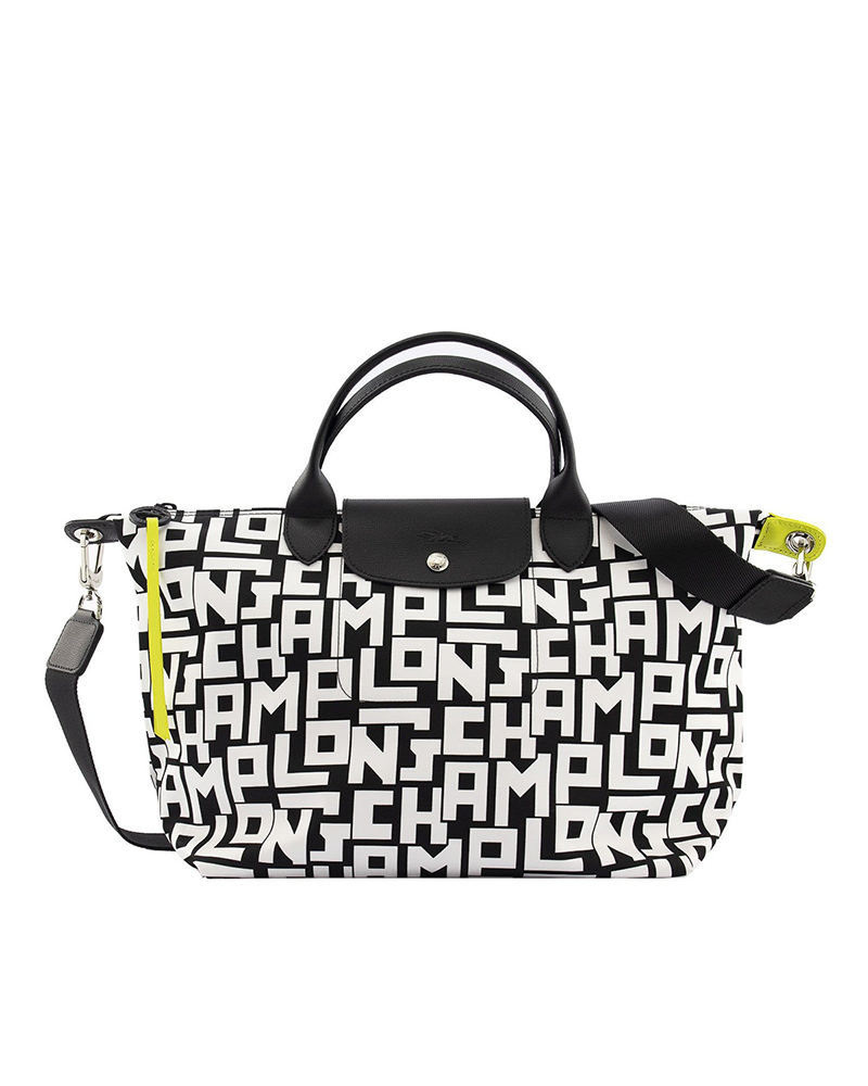 Longchamp Le Pliage LGP Medium Bag In Black White