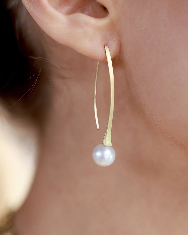Alternative view of White Akoya Pearl Drop Earrings