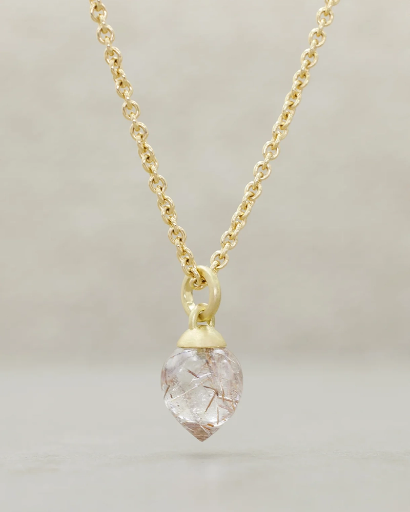 Alternative view of Rutilated Quartz Drop Pendant Necklaces