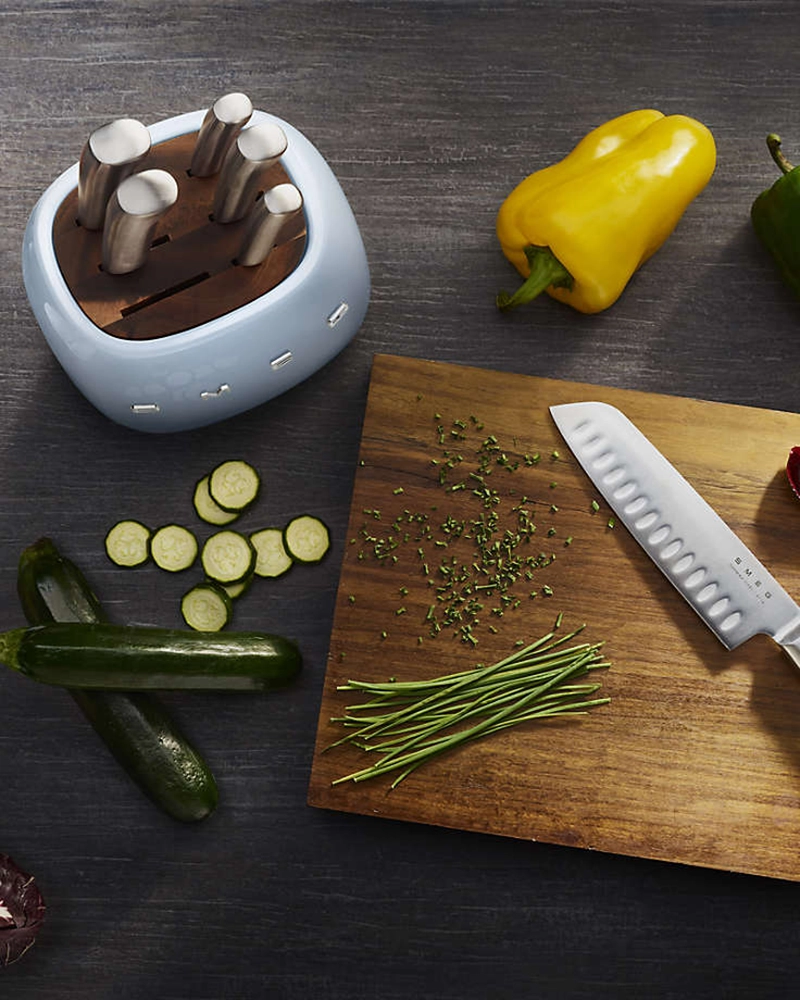 Alternative view of SMEG Creme 7-Piece Knife Block Set