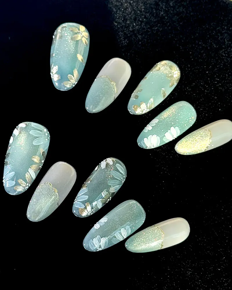 Alternative view of Enchanted-Aqua on Velvet Nail