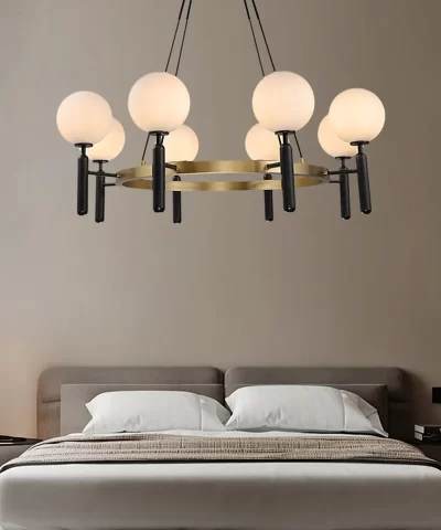 adjustable lamp custom designed for white contemporary chandeliers and metal art features 2