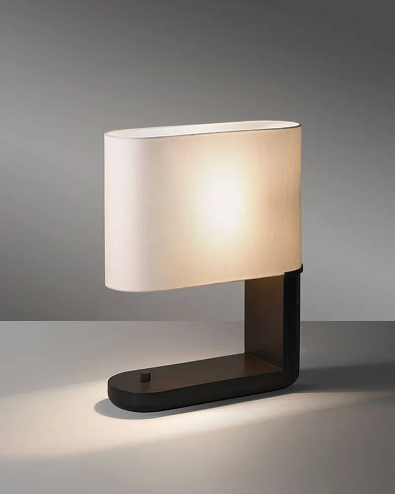 Ambrault Black Table Lamp Copper + Fabric