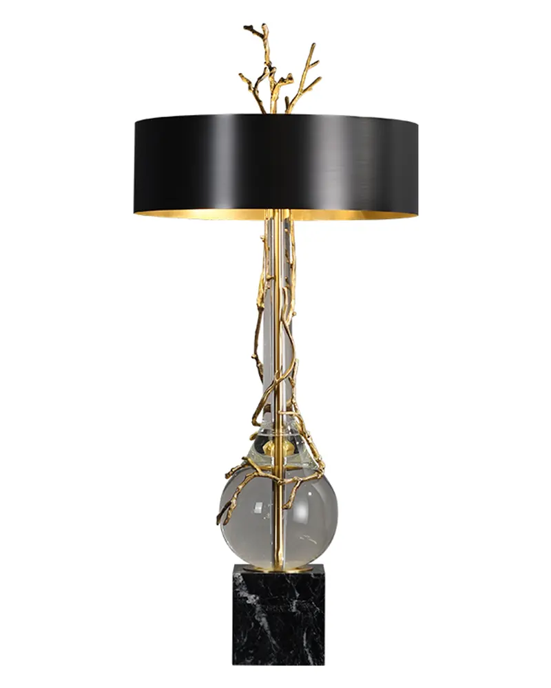 Elegant Crystal Table Lamps, Old Bronze