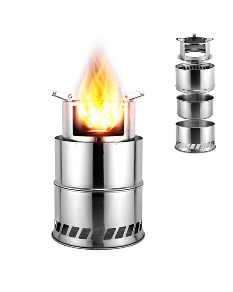 Portable Compact Metal Wood Cook Stove Large Firewood Stove Outdoor Camp Cheap Smokeless Folding Home Travel Hiking Camping