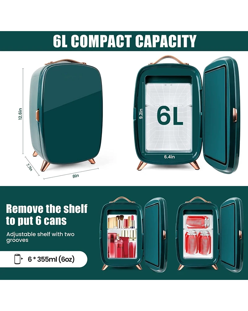 Alternative view of Portable Small Fridge 6L Make up Refrigerator Cosmetic Mini Fridge in Green