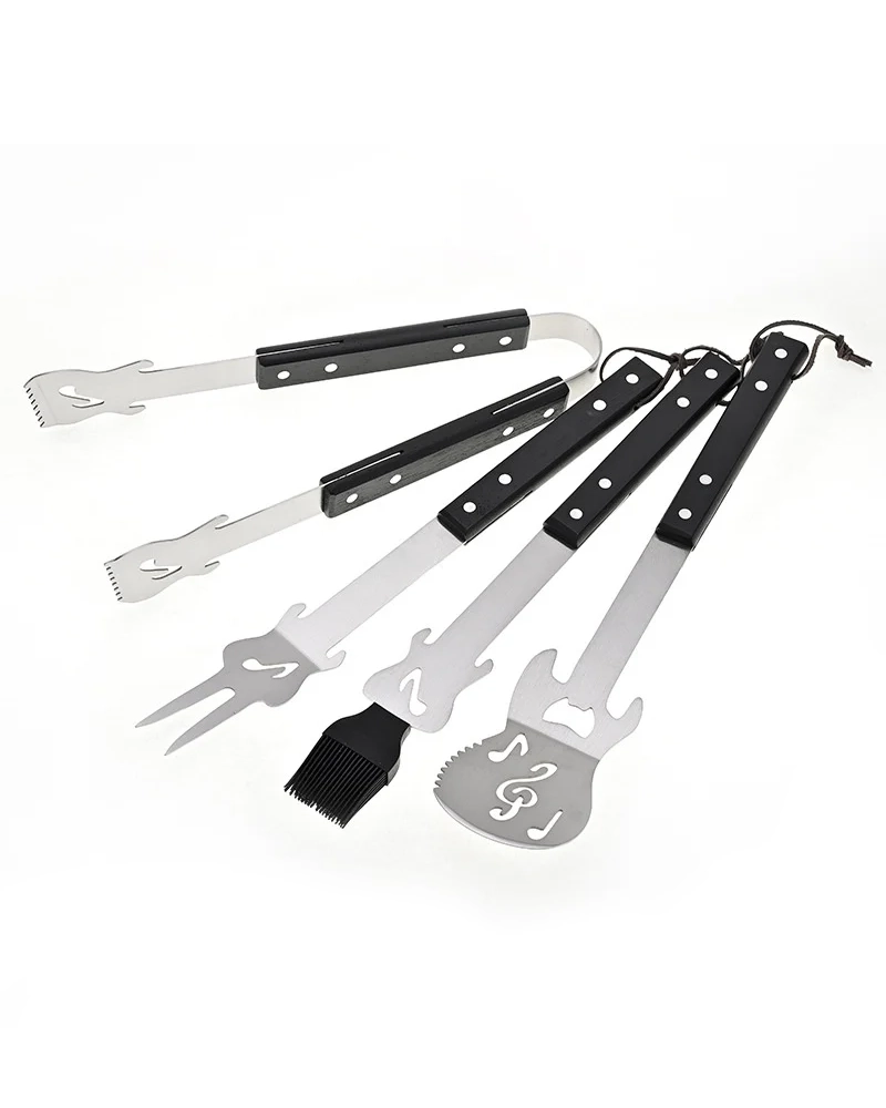 Alternative view of Portable Stainless Steel BBQ Tools for Outdoor Camping Creative Guitar-Style Grill Set with Storage Bag