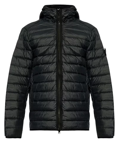 Stone Island Compass-Logo Hooded Navy Blue Down Jacket-20551827