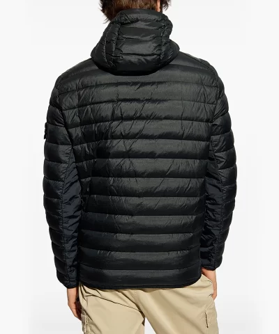 Stone Island Compass-Logo Hooded Navy Blue Down Jacket - Image 4