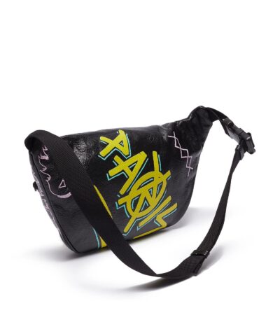 Balenciaga Mens Black explorer Graffiti Print Leather Bum Bag 20244436 2