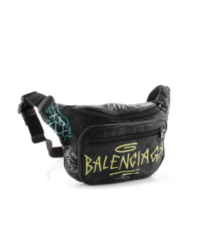 Balenciaga Mens Black explorer Graffiti Print Leather Bum Bag 20244436 4