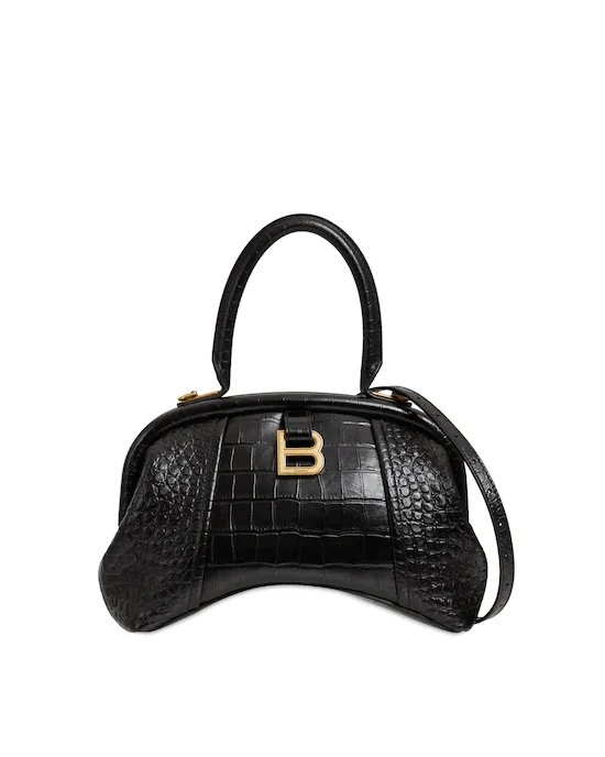 Balenciaga Small Editor Embossed Leather Bag In Black-20243119