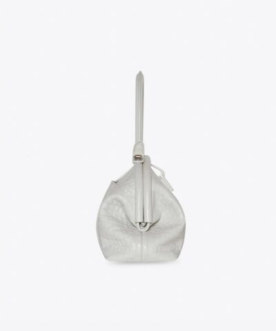 Balenciaga Small Editor Embossed Leather Bag In White 20243111 5