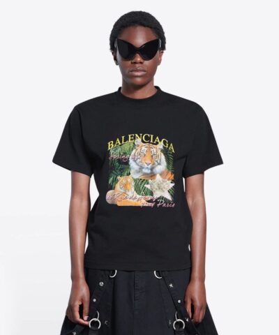 Balenciaga Spring 22 Tiger Small Fit Tee Black-20241714