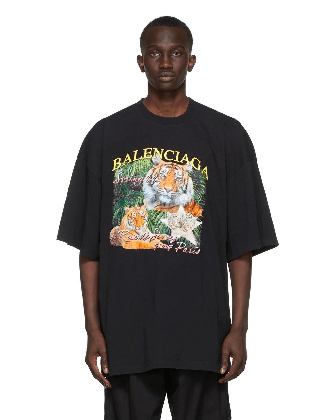 Balenciaga Spring 22 Tiger Small Fit Tee Black-20241722