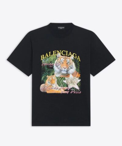 Balenciaga Spring 22 Tiger Small Fit Tee Black-20241727