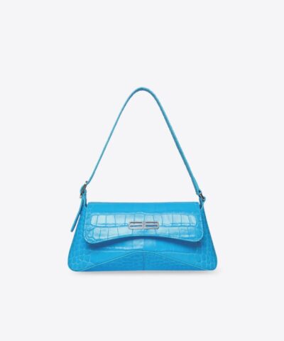 Balenciaga XX Small Flap Bag Crocodile Embossed in Blue-20240981