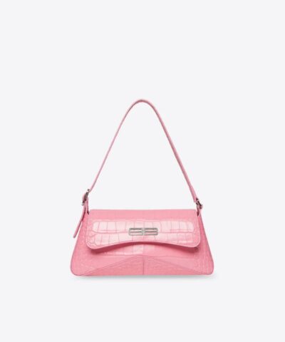 Balenciaga XX Small Flap Bag Crocodile Embossed in Pink-20240990