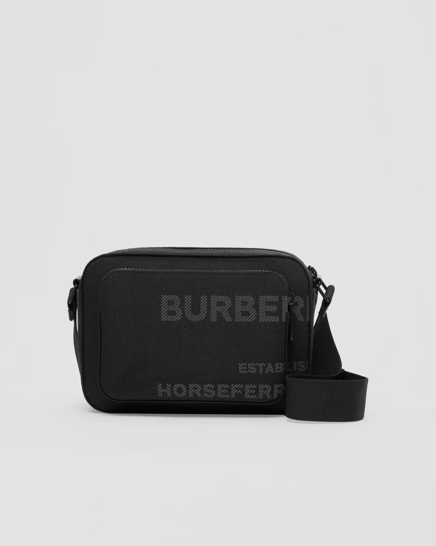 Burberry Black Horseferry Print Nylon Crossbody Bag-20239575