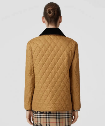 Burberry Corduroy Collar Diamond Quilted Jacket In Camel 20237201 2