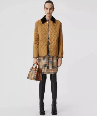 Burberry Corduroy Collar Diamond Quilted Jacket In Camel 20237201 3