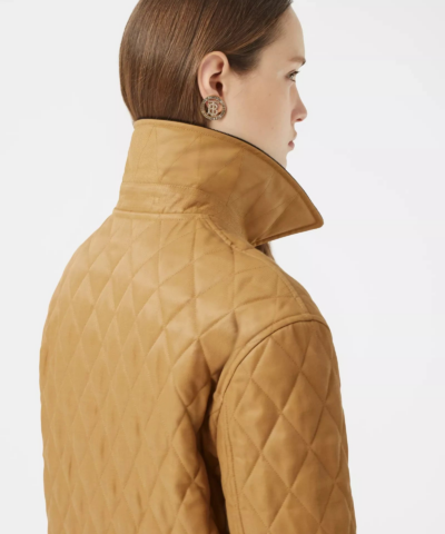 Burberry Corduroy Collar Diamond Quilted Jacket In Camel 20237201 4