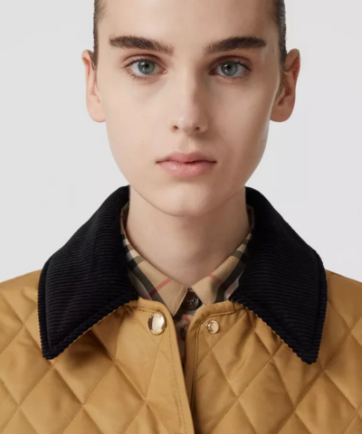 Burberry Corduroy Collar Diamond Quilted Jacket In Camel 20237201 5