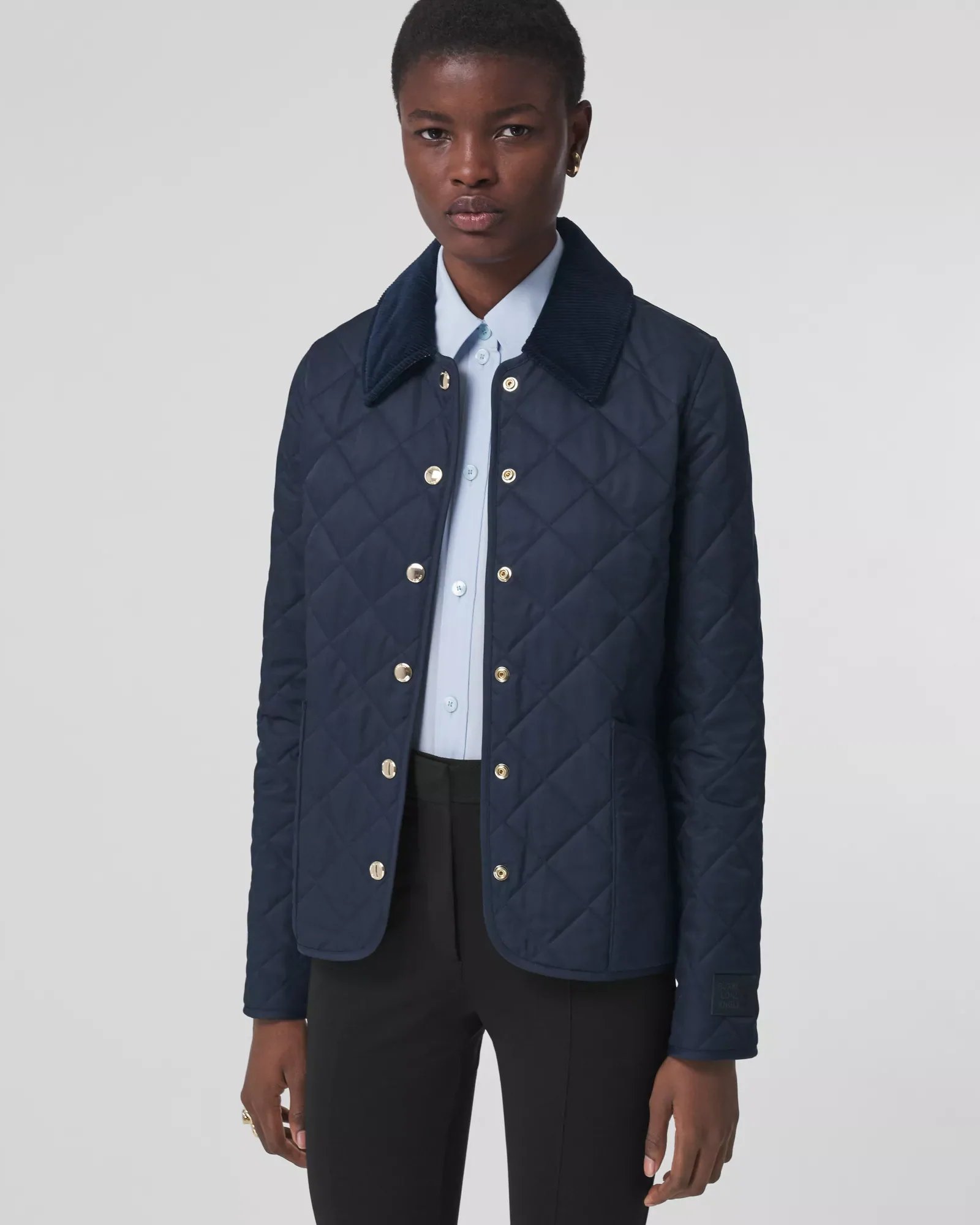 Alternative view of Burberry Corduroy Collar Diamond Quilted Jacket In Midnight