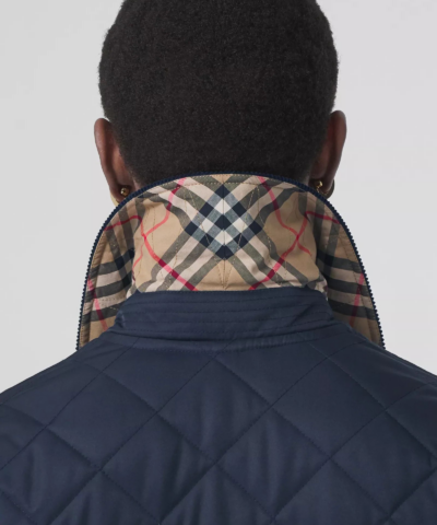 Burberry Corduroy Collar Diamond Quilted Jacket In Midnight 20237189 4