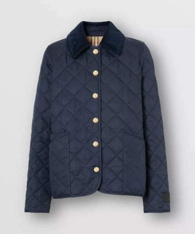 Burberry Corduroy Collar Diamond Quilted Jacket In Midnight 20237189 6