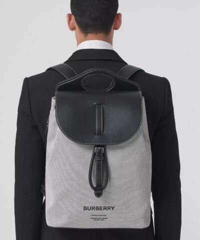 Burberry Horseferry Print Canvas and Leather Pocket Backpack 20241430 7