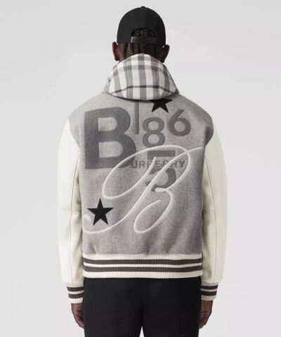 Burberry Leather Sleeve Technical Wool Varsity Jacket 20238533 1