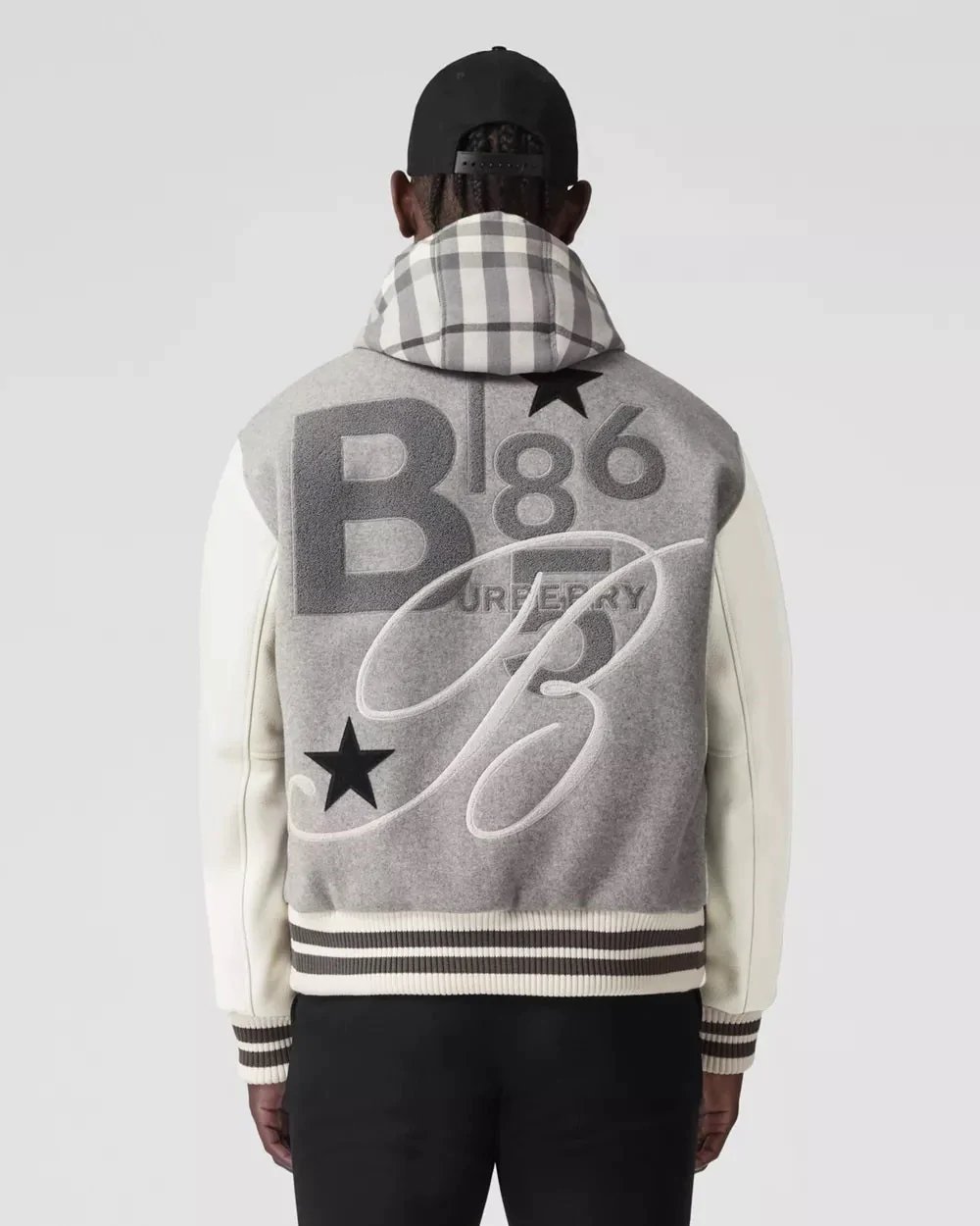 Alternative view of Burberry Leather Sleeve Technical Wool Varsity Jacket