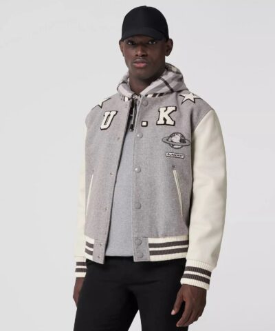 Burberry Leather Sleeve Technical Wool Varsity Jacket 20238533 2