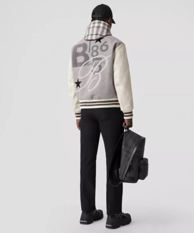 Burberry Leather Sleeve Technical Wool Varsity Jacket 20238533 3