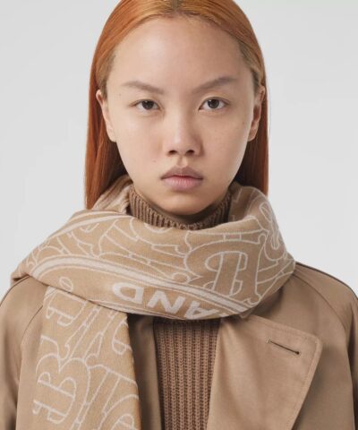 Burberry Lightweight Logo Graphic Cashmere Jacquard Scarf 20237137 1