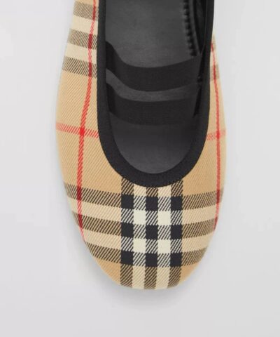 Burberry Logo Detail Vintage Check Cotton Ballerinas 20242084 1